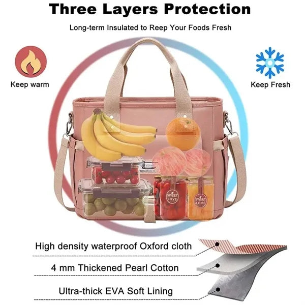 Insulated Lunch Cooler Bag with Shoulder Strap