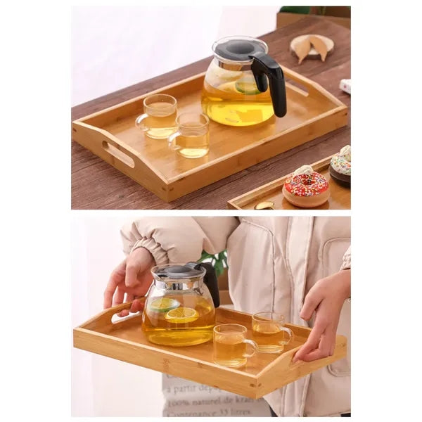 Rectangle Bamboo Tray With Handles