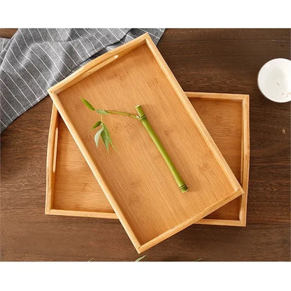 Rectangle Bamboo Tray With Handles