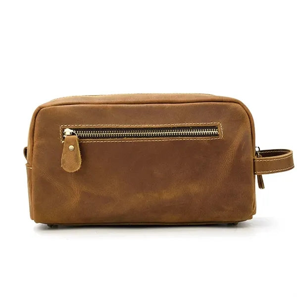 Toilet Genuine Leather Large Capacity Storage Bag