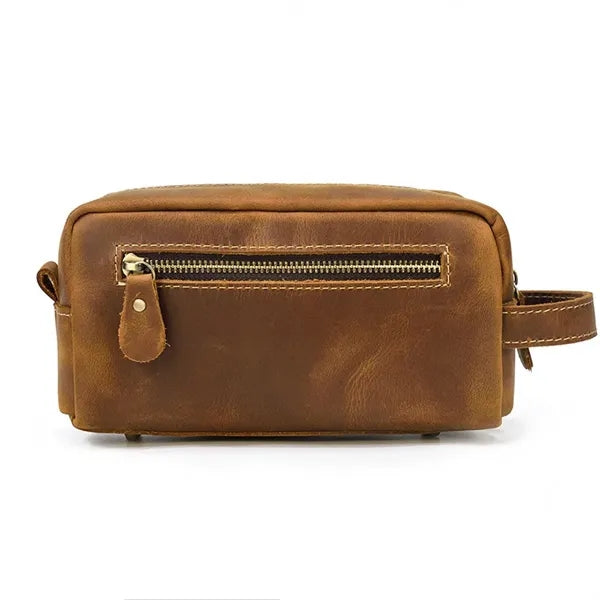 Toilet Genuine Leather Large Capacity Storage Bag