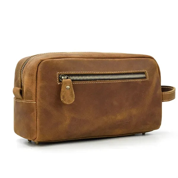 Toilet Genuine Leather Large Capacity Storage Bag