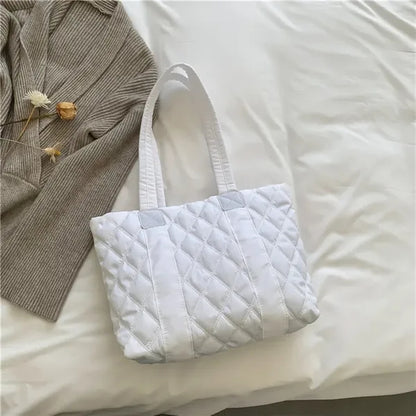Quilted Puffer Down Cotton Winter Tote Bag