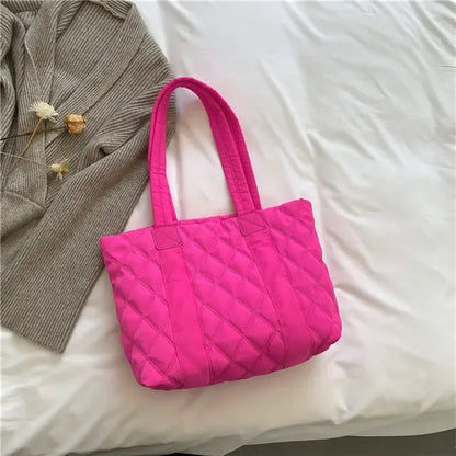 Quilted Puffer Down Cotton Winter Tote Bag