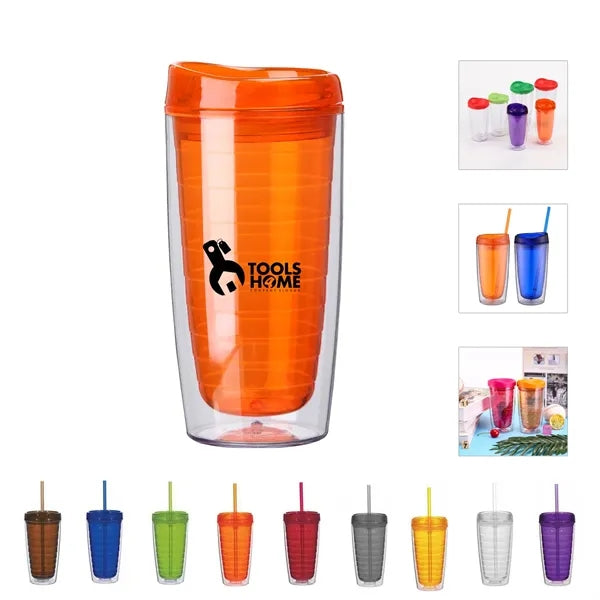 16Oz Double Wall Solid Clear Orbit Acrylic Tumbler