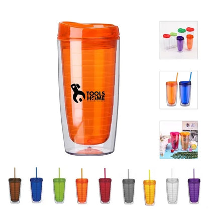 16Oz Double Wall Solid Clear Orbit Acrylic Tumbler
