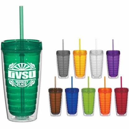 16Oz Double Wall Solid Clear Orbit Acrylic Tumbler