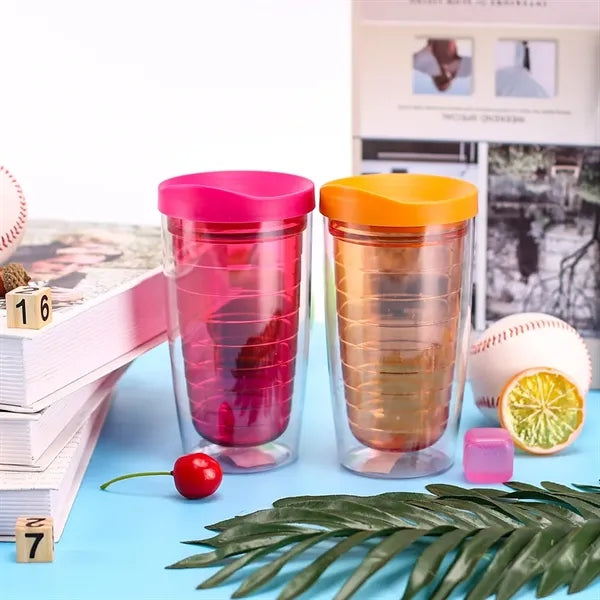 16Oz Double Wall Solid Clear Orbit Acrylic Tumbler