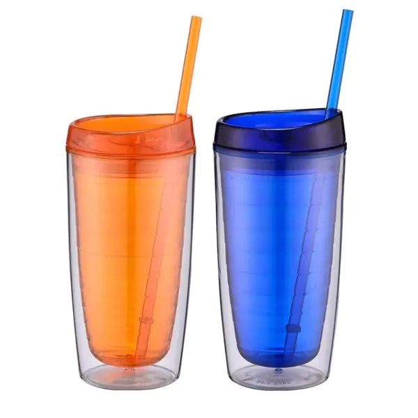 16Oz Double Wall Solid Clear Orbit Acrylic Tumbler