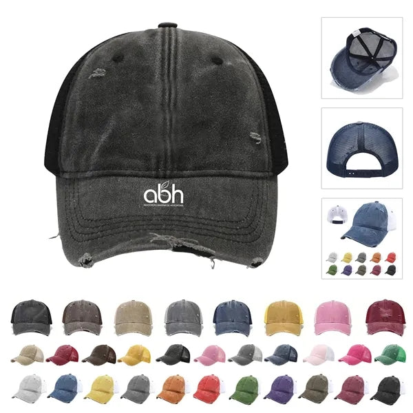Pigment Dyed Washed Distressed Trucker Cap