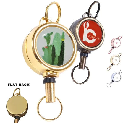 Metal Zinc Alloy Round Badge Reel w/ Keyring