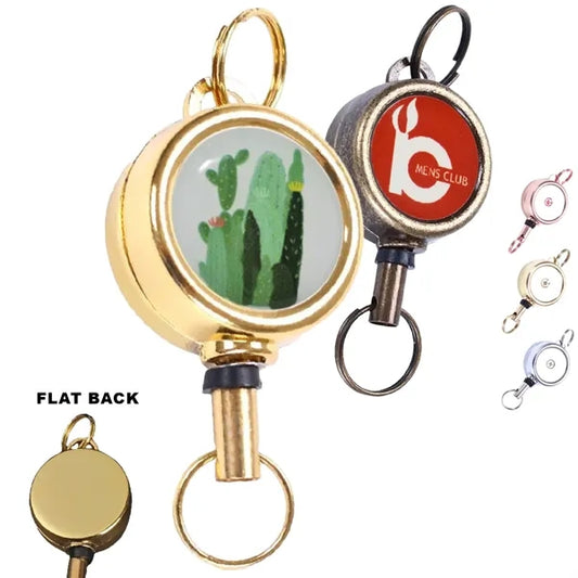 Metal Zinc Alloy Round Badge Reel w/ Keyring