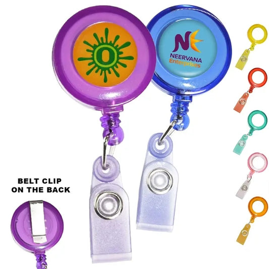 Transparent Round Badge Reel Holder w/ Match Color Strap
