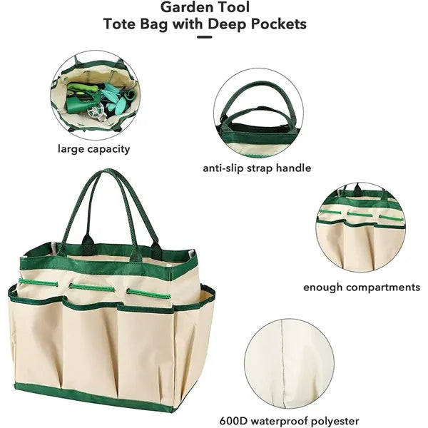 Heavy Duty Gardening Tool Storage Bag with 9 Pockets