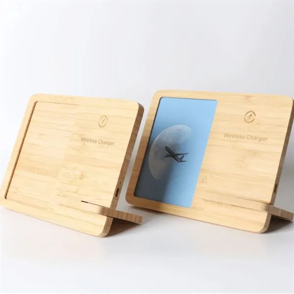 Bamboo Photo Frame Wireless Charger Set