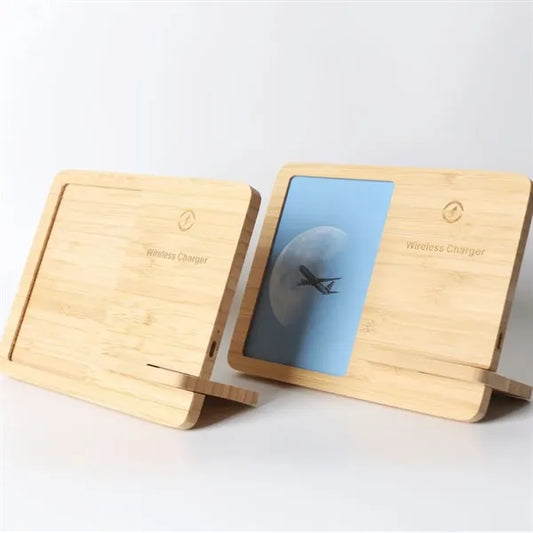 Bamboo Photo Frame Wireless Charger Set