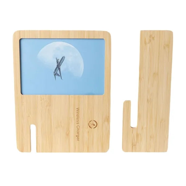 Bamboo Photo Frame Wireless Charger Set