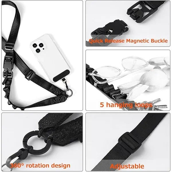 Adjustable Crossbody Phone Lanyard with Magnetic Buckle