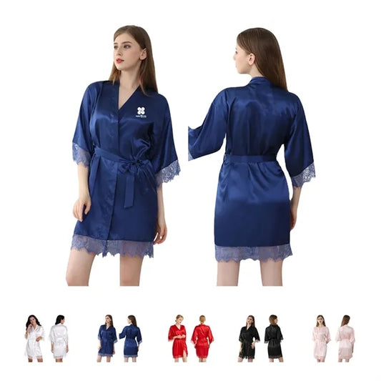 Women's Satin Robe Lace Silk Kimono