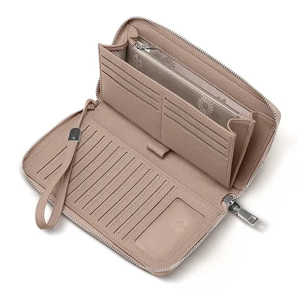 Leather Large Capacity Zip Around Wallet