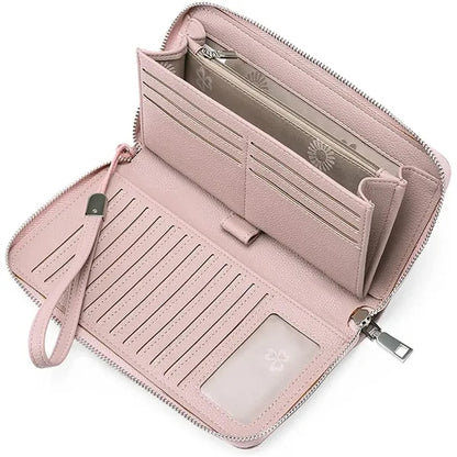 Leather Large Capacity Zip Around Wallet