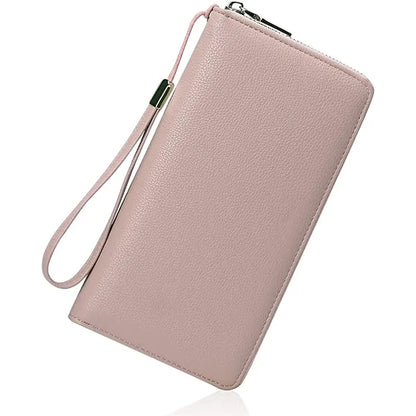 Leather Large Capacity Zip Around Wallet