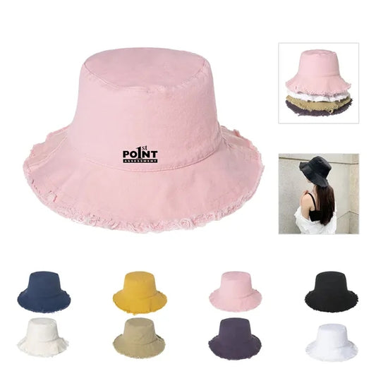 Wide Brim Cotton Sun Bucket Hat