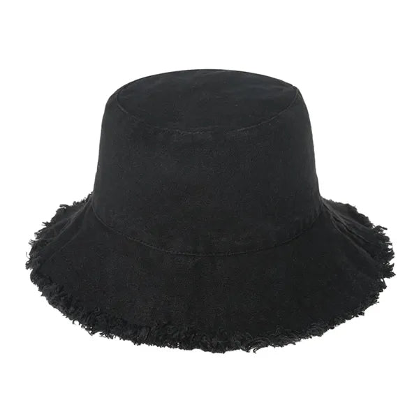 Wide Brim Cotton Sun Bucket Hat