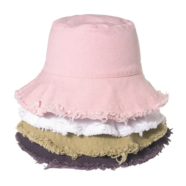Wide Brim Cotton Sun Bucket Hat