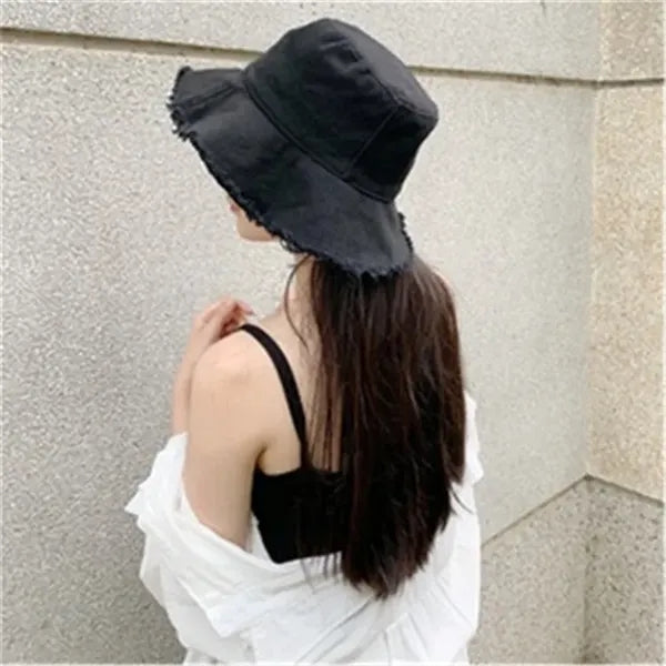 Wide Brim Cotton Sun Bucket Hat