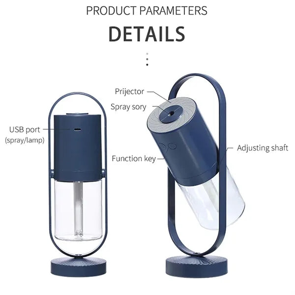 Colorful Night Light Projection Rotary Humidifier