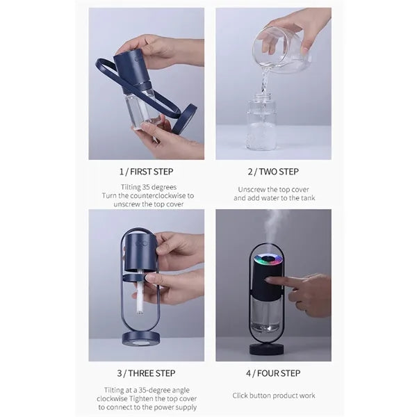 Colorful Night Light Projection Rotary Humidifier