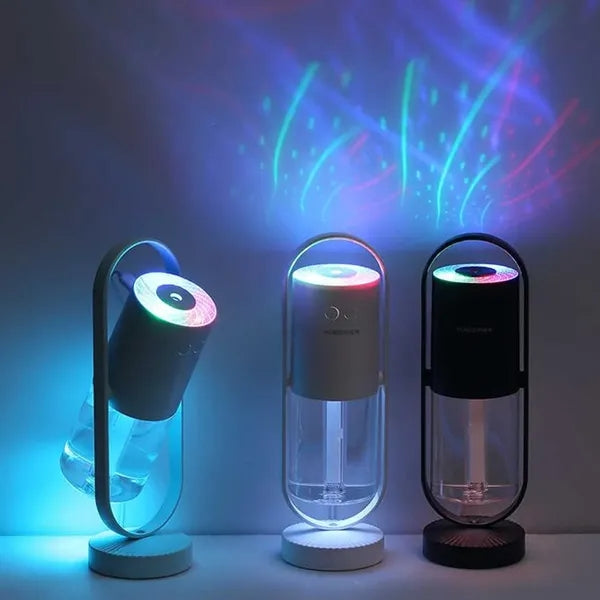 Colorful Night Light Projection Rotary Humidifier