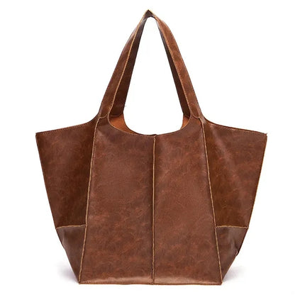 PU Large capacity wax peel ancient oil tote bag