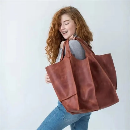 PU Large capacity wax peel ancient oil tote bag
