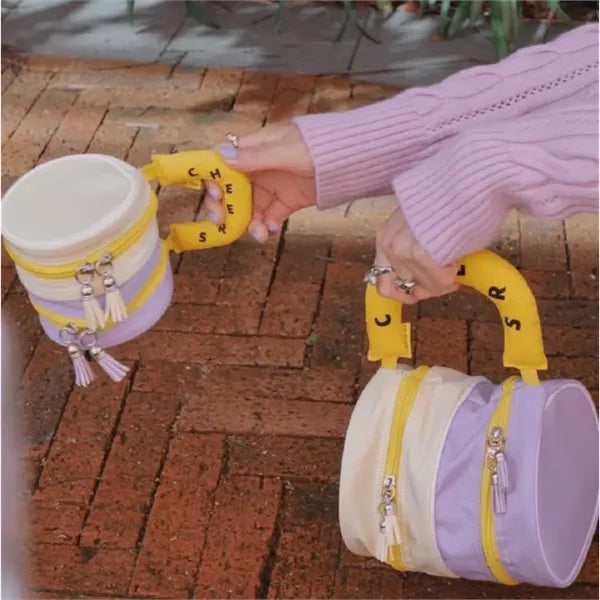 Nylon cylinder hand makeup bag