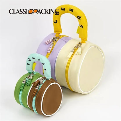 Nylon cylinder hand makeup bag