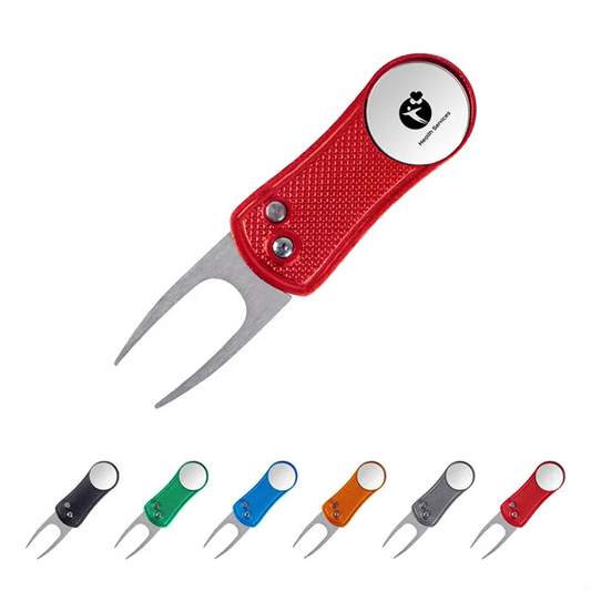 Foldable Golf Divot Tool with Magnetic Ball Marker
