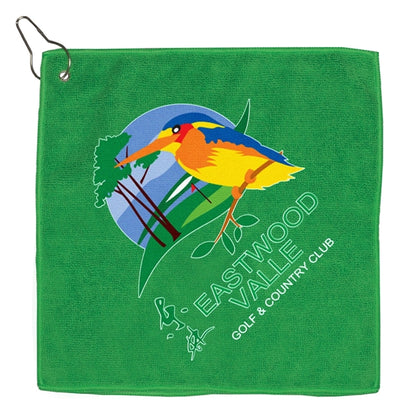 Recycled RPET 300 GSM Heavy Duty Golf Towel - 12" W x 12" H