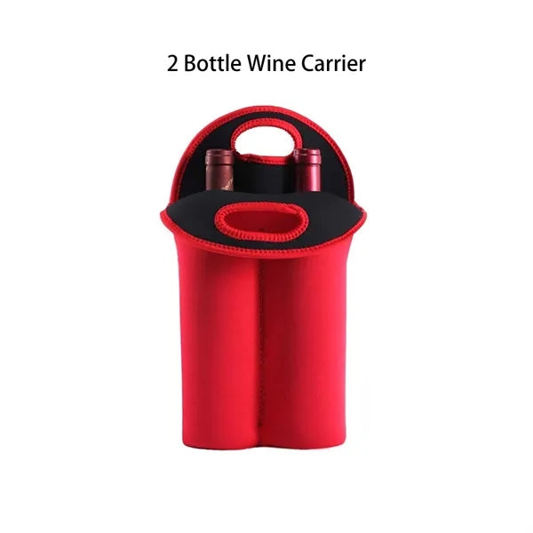 Two Bottle Insulated Neoprene Wine Carrier Bag with Handle