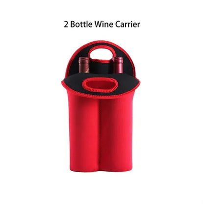 Two Bottle Insulated Neoprene Wine Carrier Bag with Handle