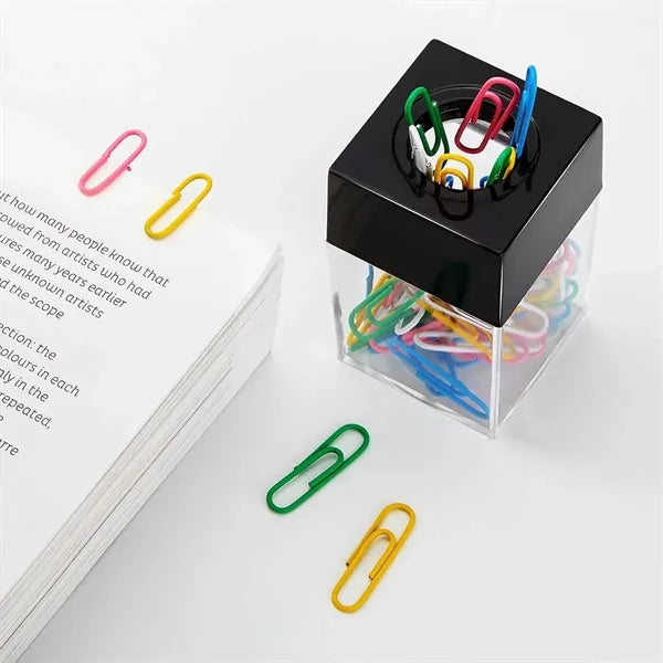 Refillable Paper Clip Dispenser Holder with Magnetic Top