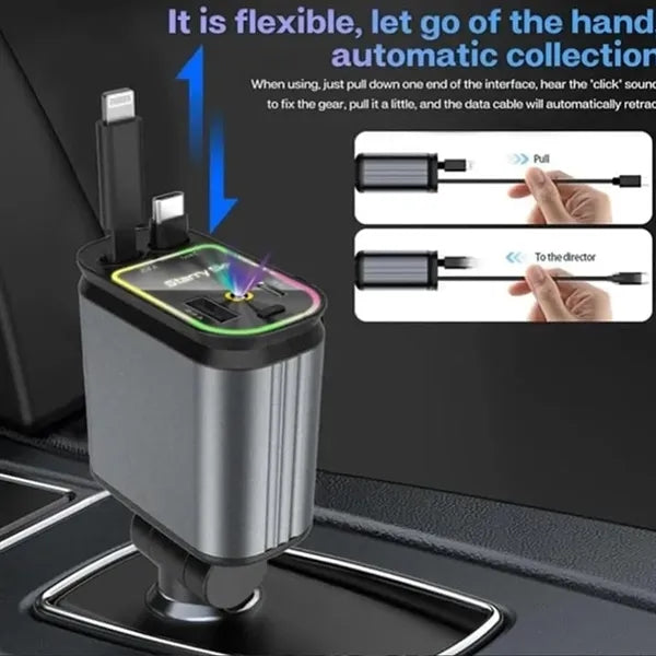 4 in 1 Retractable Starry Stars Proof Car Charger