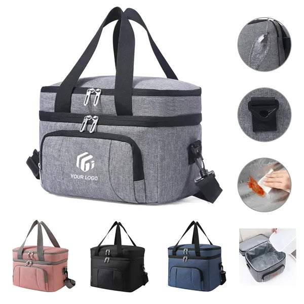 Outdoor double layer insulated leakproof lunch cooler bag