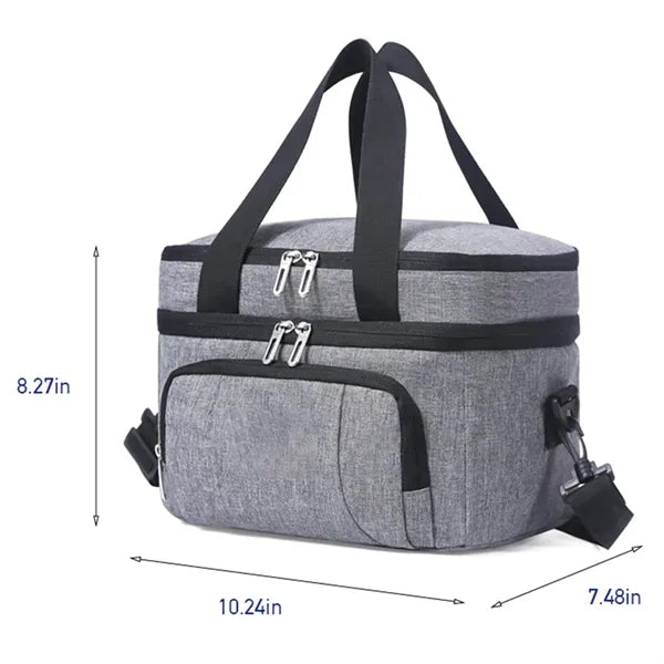 Outdoor double layer insulated leakproof lunch cooler bag