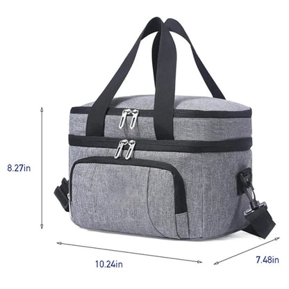 Outdoor double layer insulated leakproof lunch cooler bag