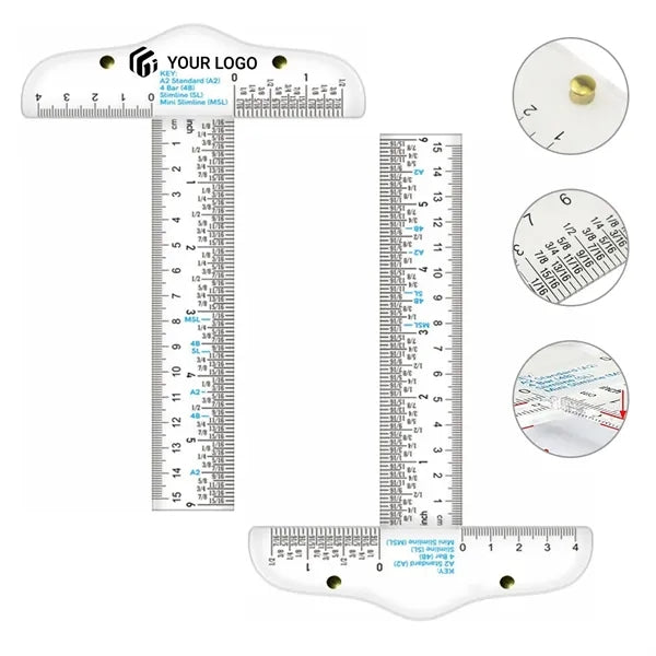 Transparent acrylic T-shaped hand-painted flat edge ruler