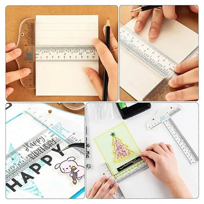 Transparent acrylic T-shaped hand-painted flat edge ruler