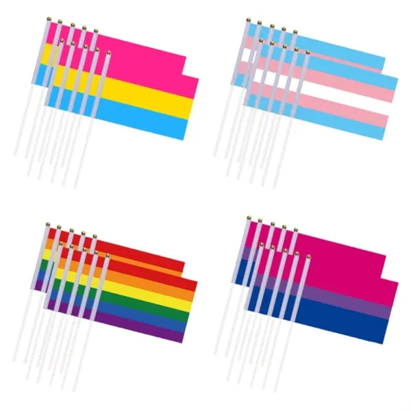 Hand Waving Rainbow Flags