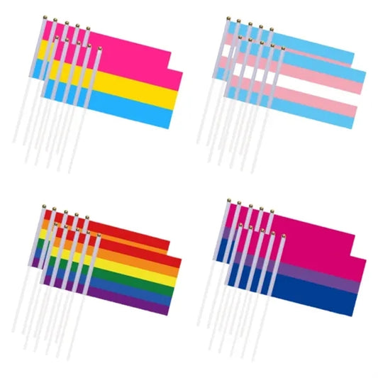 Hand Waving Rainbow Flags